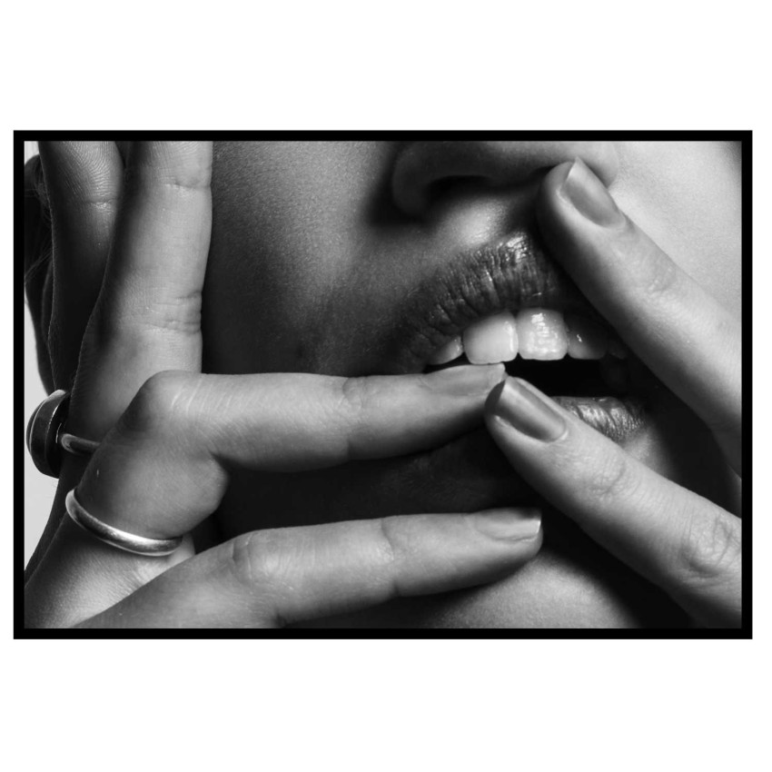 En kvinnas läppar - Svartvit fashion poster