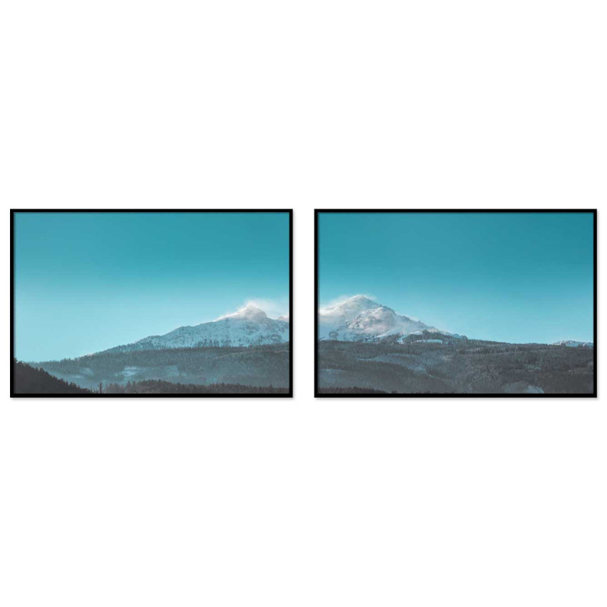 Berg med snö - Turkos blå poster i två delar