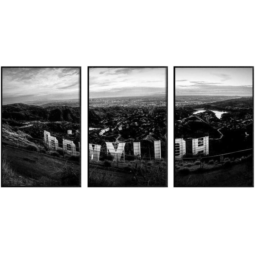Hollywoodskylten - Stor svartvit tredelad tavla