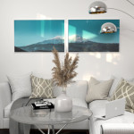 Berg med snö - Turkos blå poster i två delar