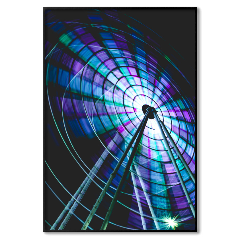 Ferris Wheel at Night - Colorful Poster