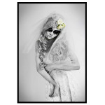 Mystisk Sugerskull Flicka - Svartvit Poster