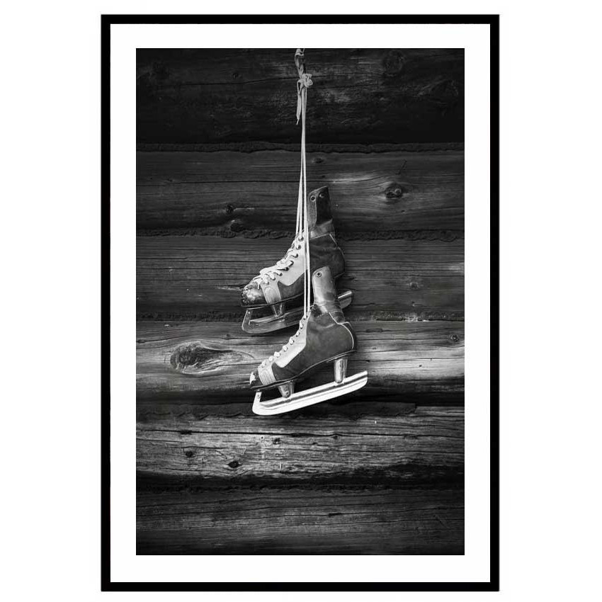Retro skridskor - Svartvit sport poster