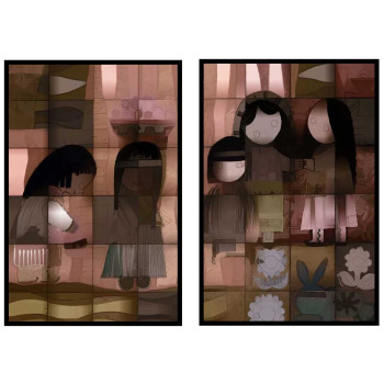 Konstnärlig målning - Tavla set i två delar