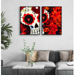 Los Muertos Skull and Roses - Poster in Two Pieces