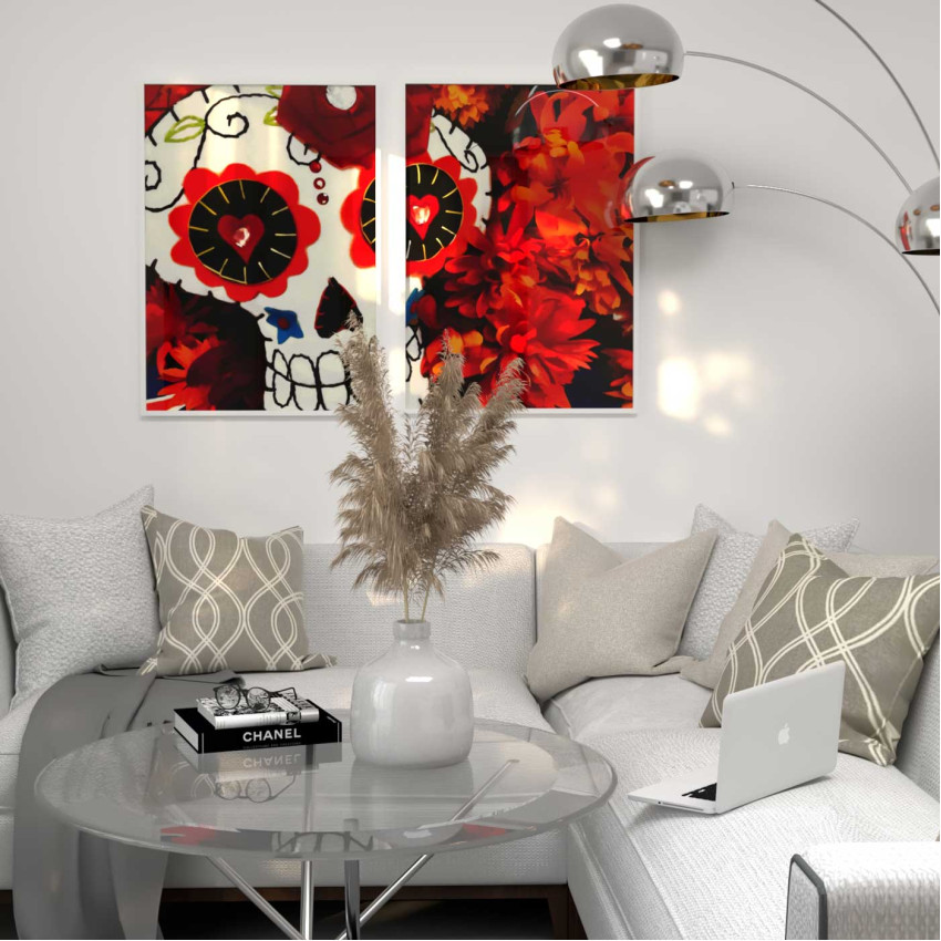 Los Muertos Skull and Roses - Poster in Two Pieces