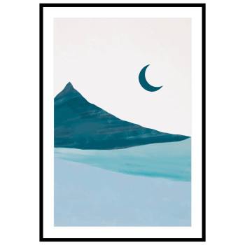 Teal mountains #1 - Grafisk turkos poster