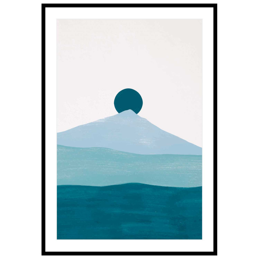 Teal Mountains #3 - Graphic arts poster