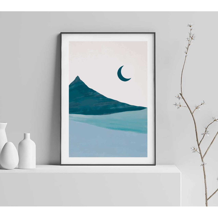 Teal Mountains #1 - Graphic arts poster