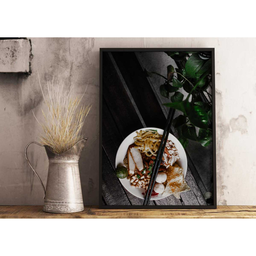 Kinesisk maträtt & chopsticks - kökstavla