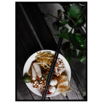 Kinesisk maträtt & chopsticks - kökstavla