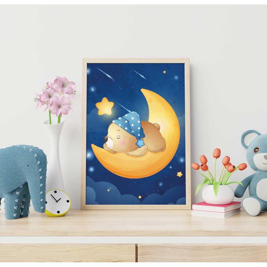 Cute teddybear sleeping - Kids poster