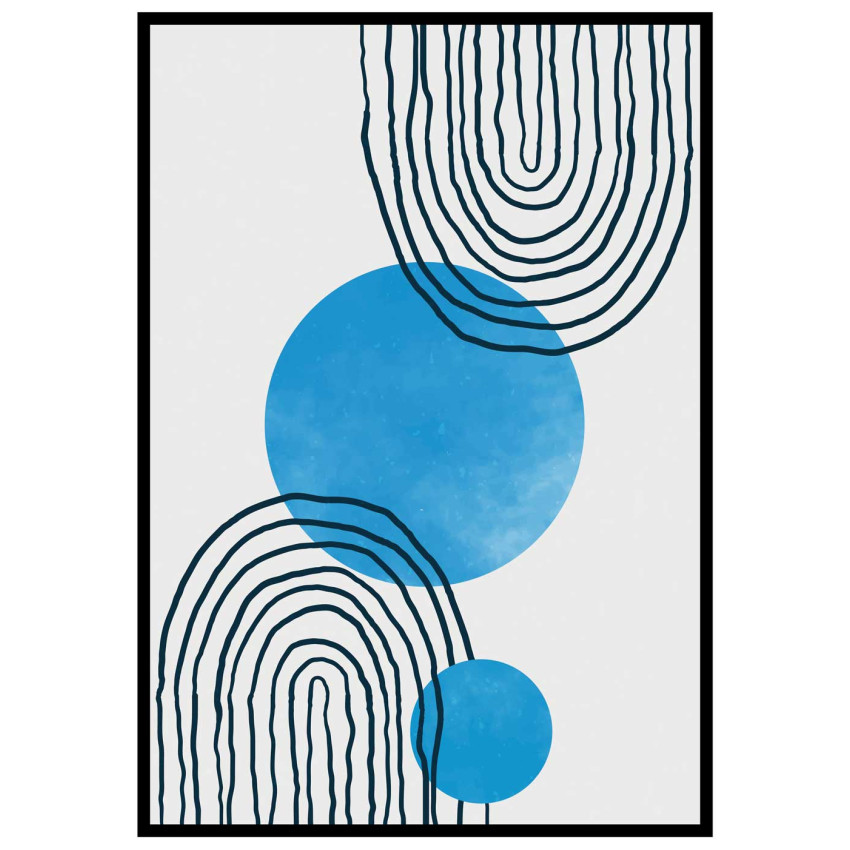 Blue circle art #3 - Graphic art poster