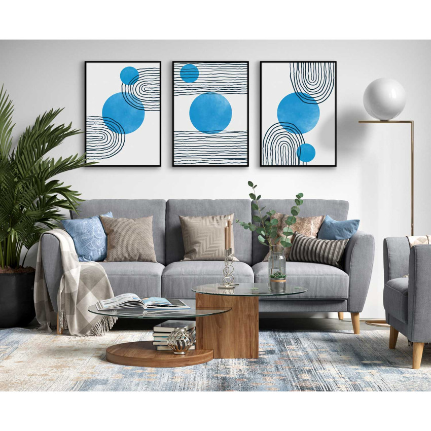 Blue circle art #3 - Graphic art poster