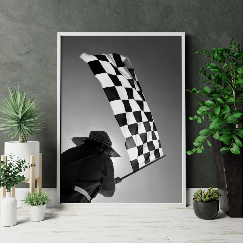Winners flag - Simple black & white poster