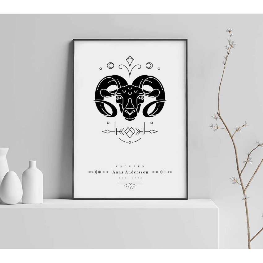 Väduren - Personlig poster med stjärntecken