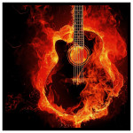 Burning guitar music poster