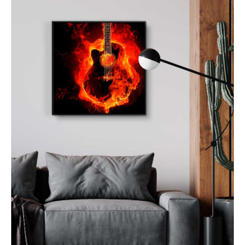 Burning guitar music poster