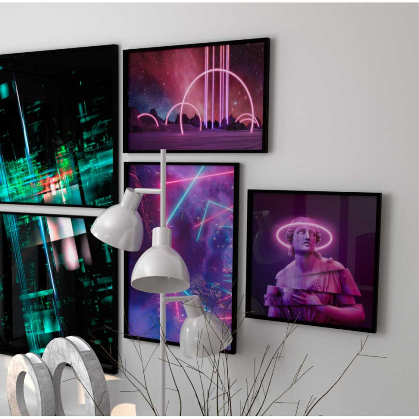 Cyberpunk staty - Kvadratisk lila poster