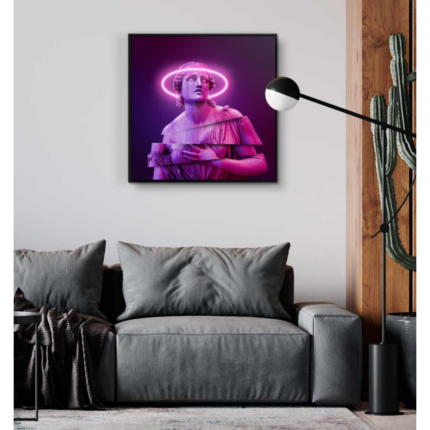 Cyberpunk staty - Kvadratisk lila poster