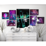 Neonljus & sportbil - Grafisk poster