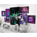 Neonljus & sportbil - Grafisk poster