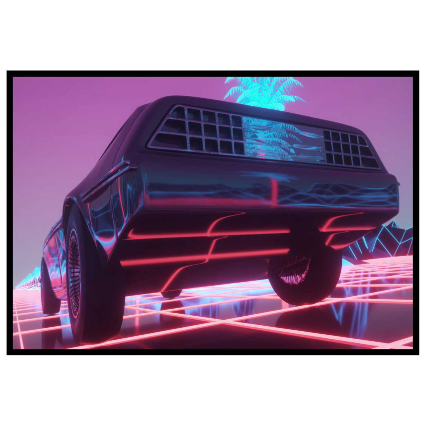 Neonljus & sportbil - Grafisk poster