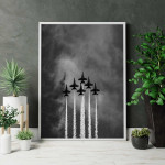 Stridsflygplan flyguppvisning - Poster i gråskala