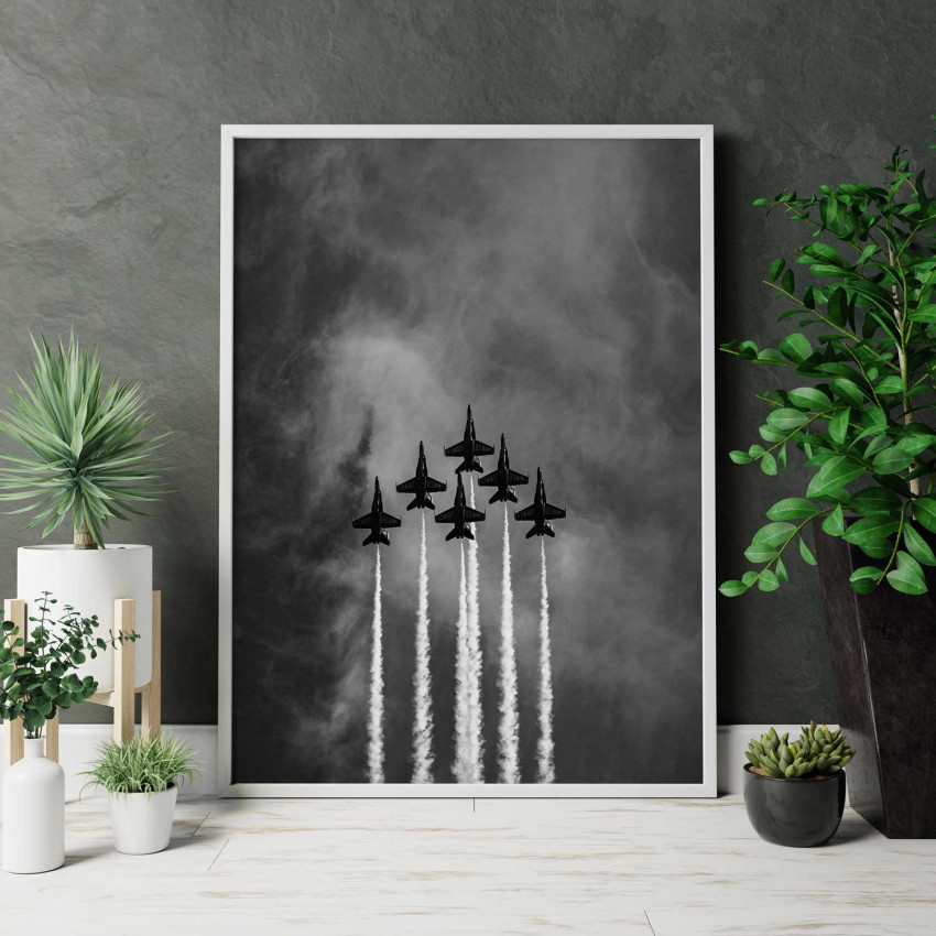 Stridsflygplan flyguppvisning - Poster i gråskala