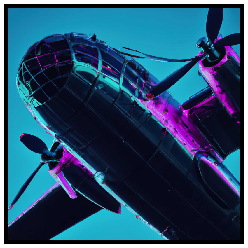Cyberpunk Bomber Plane - Poster i neonf&auml;rger