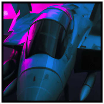 Cyberpunk Fighter Jet - Fyrkantig poster i neonf&auml;rg