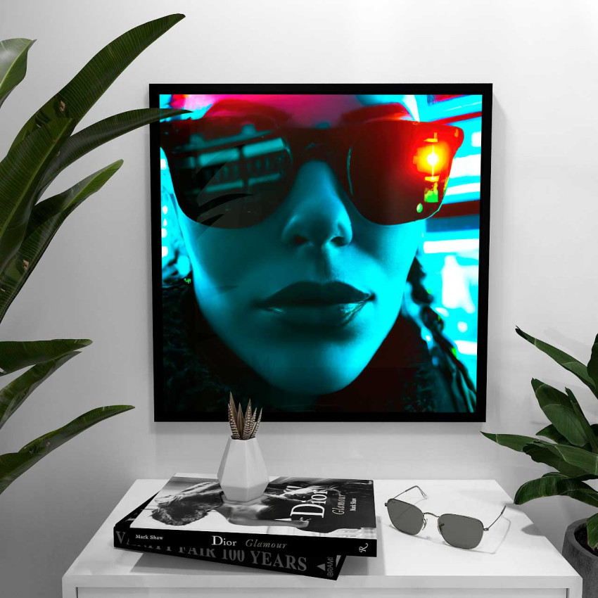 Cyberpunk neon girl - Square poster