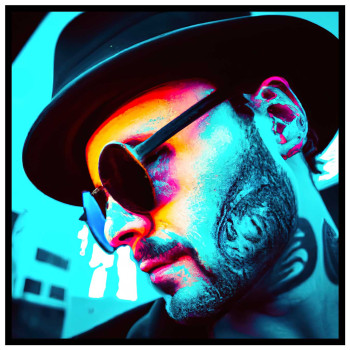 Cyberpunk man - Fashion neonfärg poster