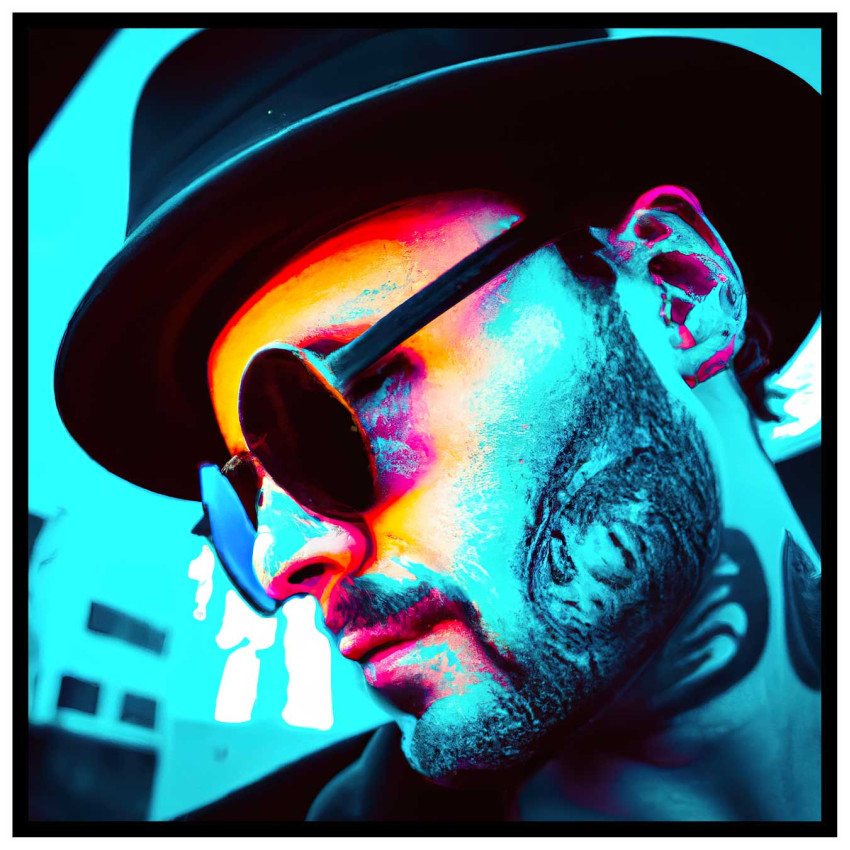 Cyberpunk man - Fashion neonfärg poster