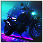 Vintage Classic motorbike - Cyberpunk poster