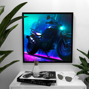 Vintage Classic Motorcycle - Cyberpunk poster