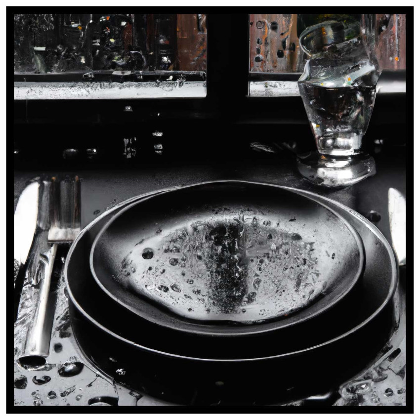 Tallrik & bestick - Elegant kvadratisk köksaffisch