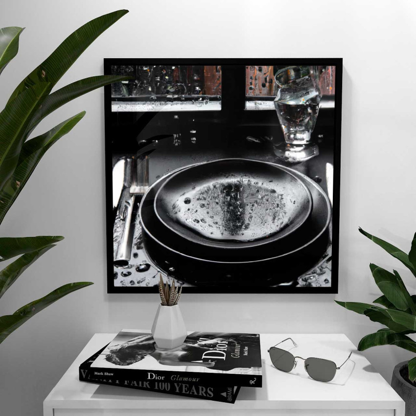 Tallrik & bestick - Elegant kvadratisk köksaffisch