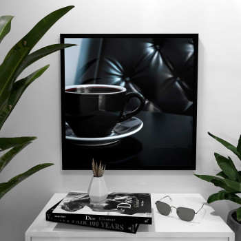 Abstrakt kaffekopp - Elegant kvadratisk köksaffisch