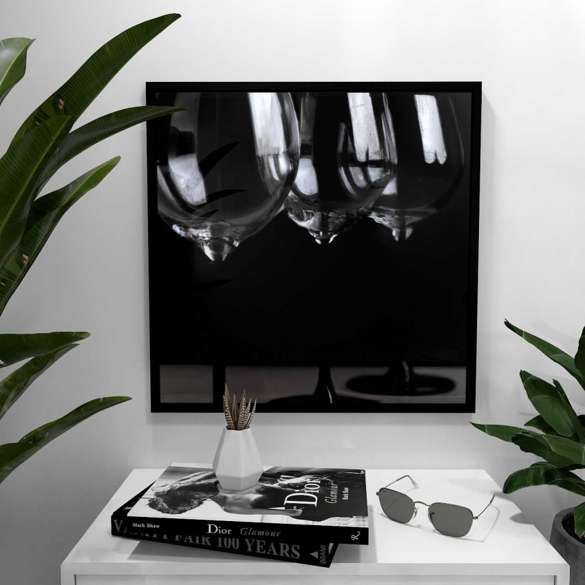 Abstrakt Vinglas - Elegant kvadratisk affisch till köket