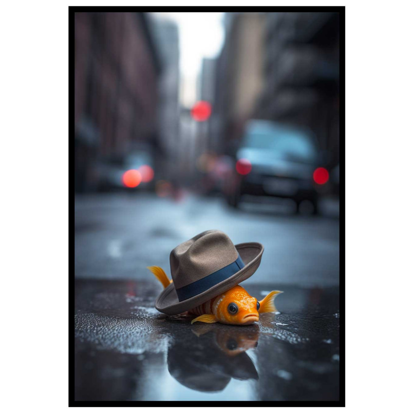 Goldfish in Hat - Trendy poster