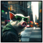 New York Pig - Kvadratisk poster