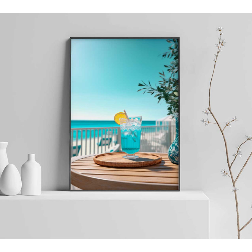 Exotisk drink i solen - Turkos och ljus poster