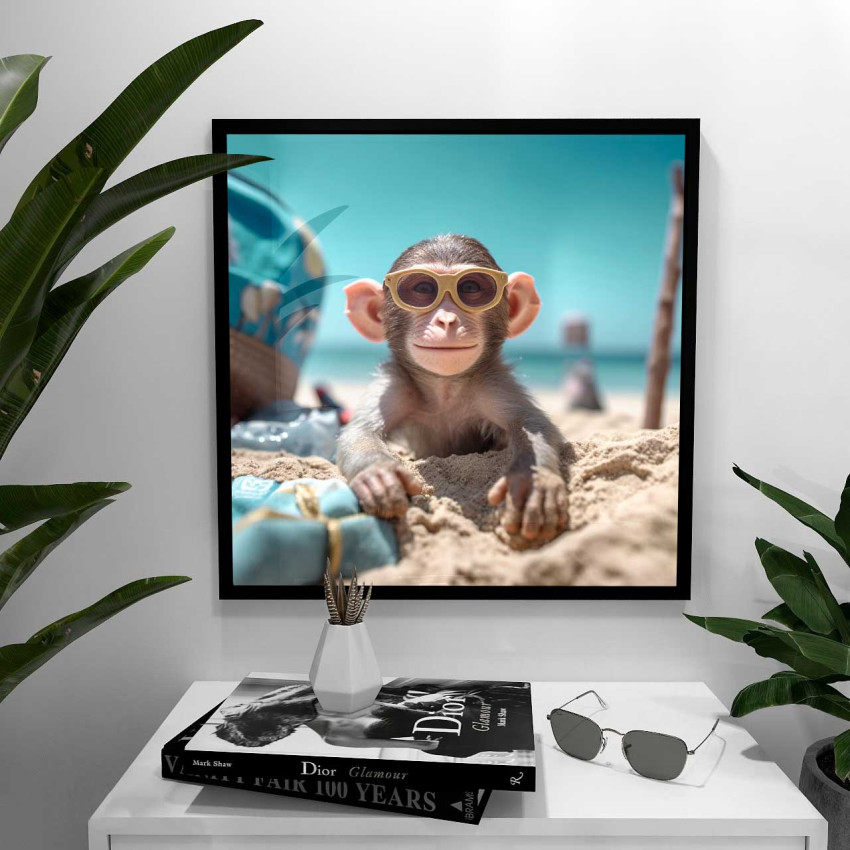 Beach monkey - Rolig och somrig kvadratisk poster