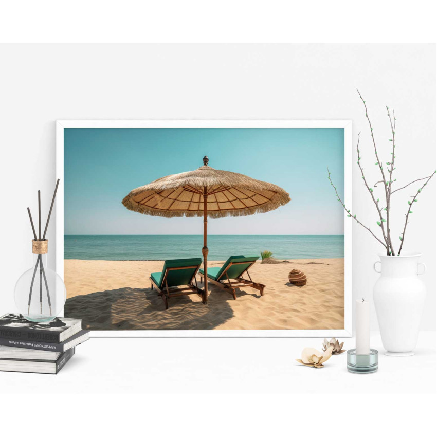 Solstolar & parasoll på beachen - Exotisk poster