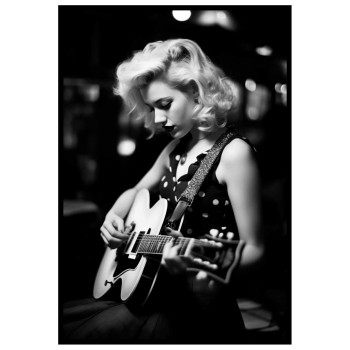 Rockabilly Girl - Svartvit musik fashion poster