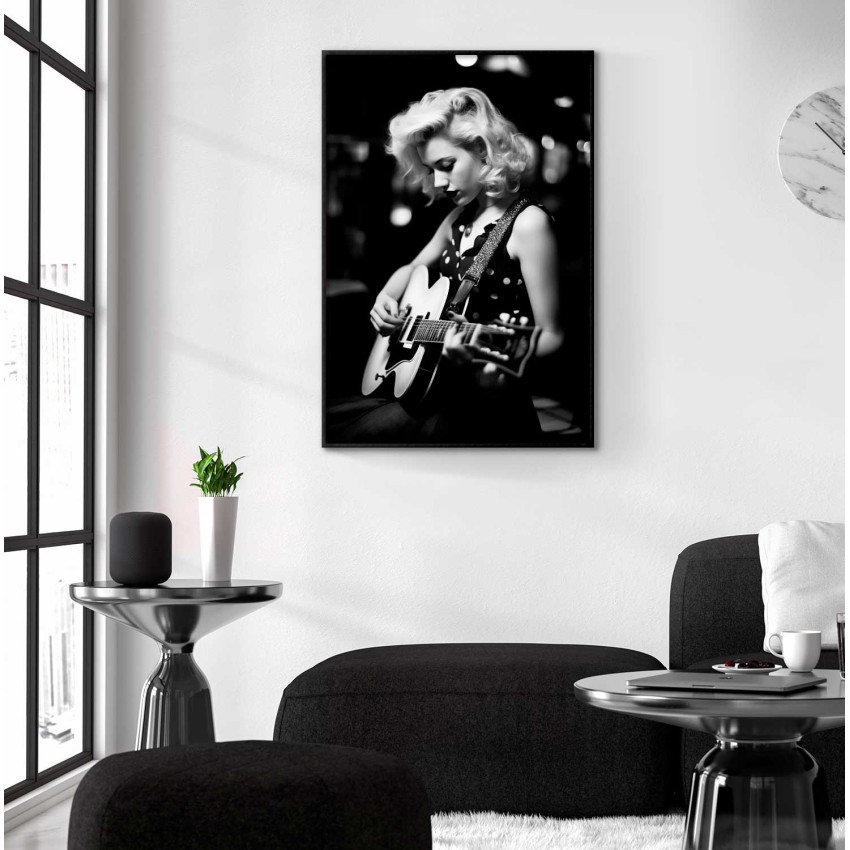 Rockabilly Girl - Black and white music fashion poster