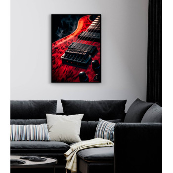 Cool r&ouml;d elgitarr - Musik affisch