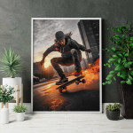 Skate into the Fire - Action skateboard print
