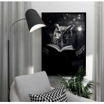 Klok nattuggla med bok - Svartvit poster